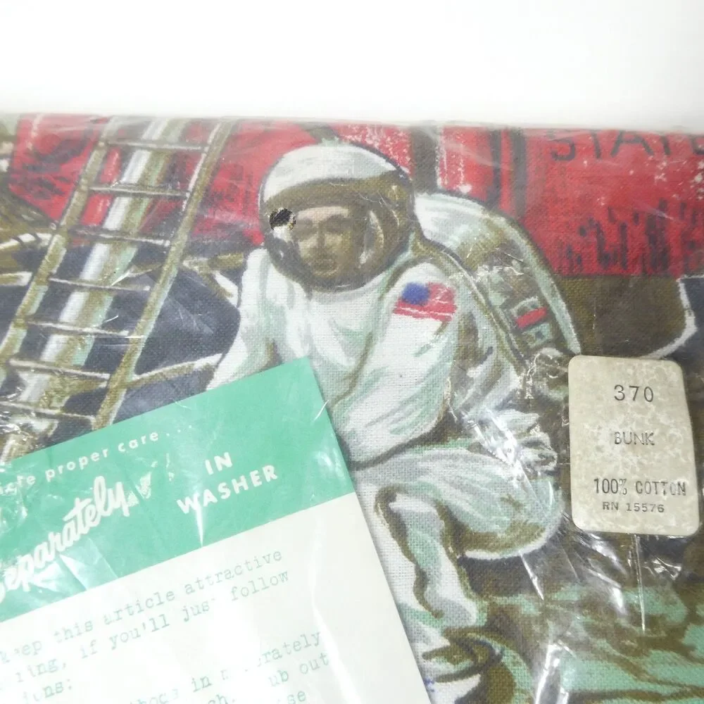 Space Race Moon Landing Sheets Spiegel Cotton Bunk & Sham Vintage NOS 1960s